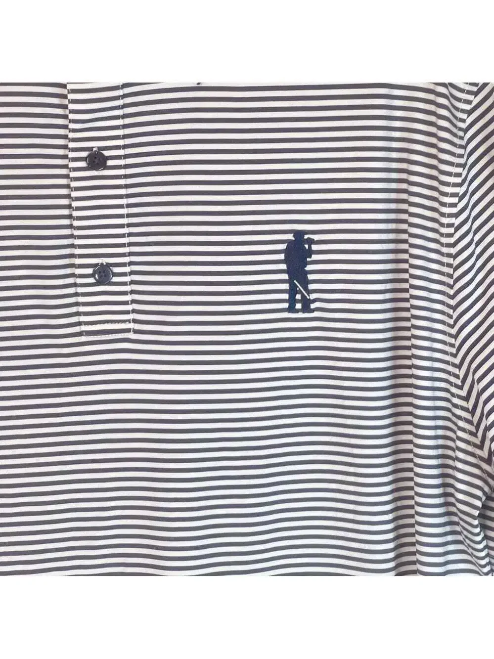 U Suck At Golf Polo Shirt Mens size XL Blue Striped Short Sleeve Preppy Office